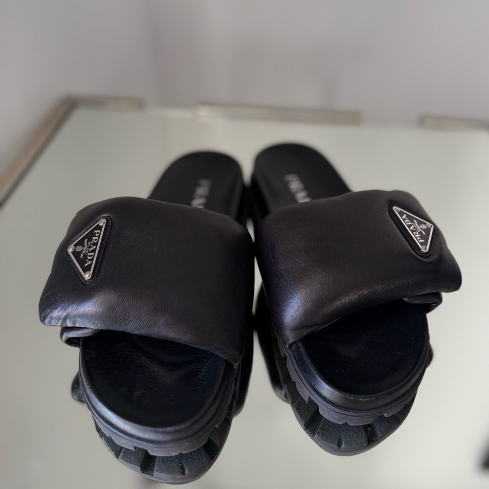 EUC Prada Soft Padded Nappa Leather Slides $1,020 36.5 - Picture 10 of 14
